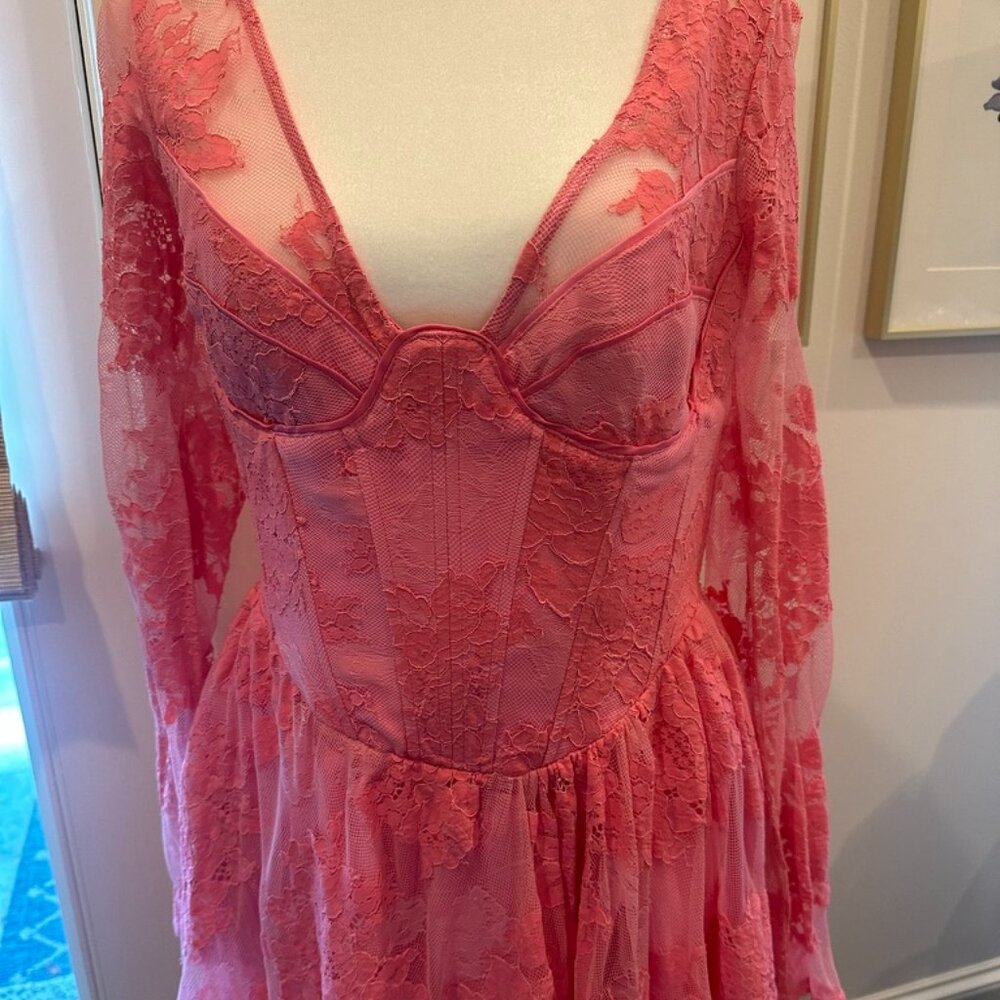 Long sleeve flamingo fun designer dress - Size XL